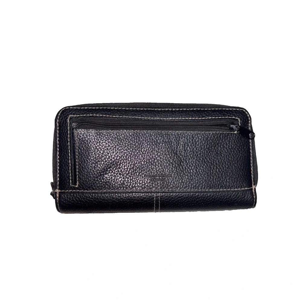 Buxton Westcott Women's Black Leather Organizer Clutch Wallet Zip Around Tab